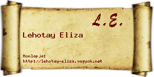 Lehotay Eliza névjegykártya